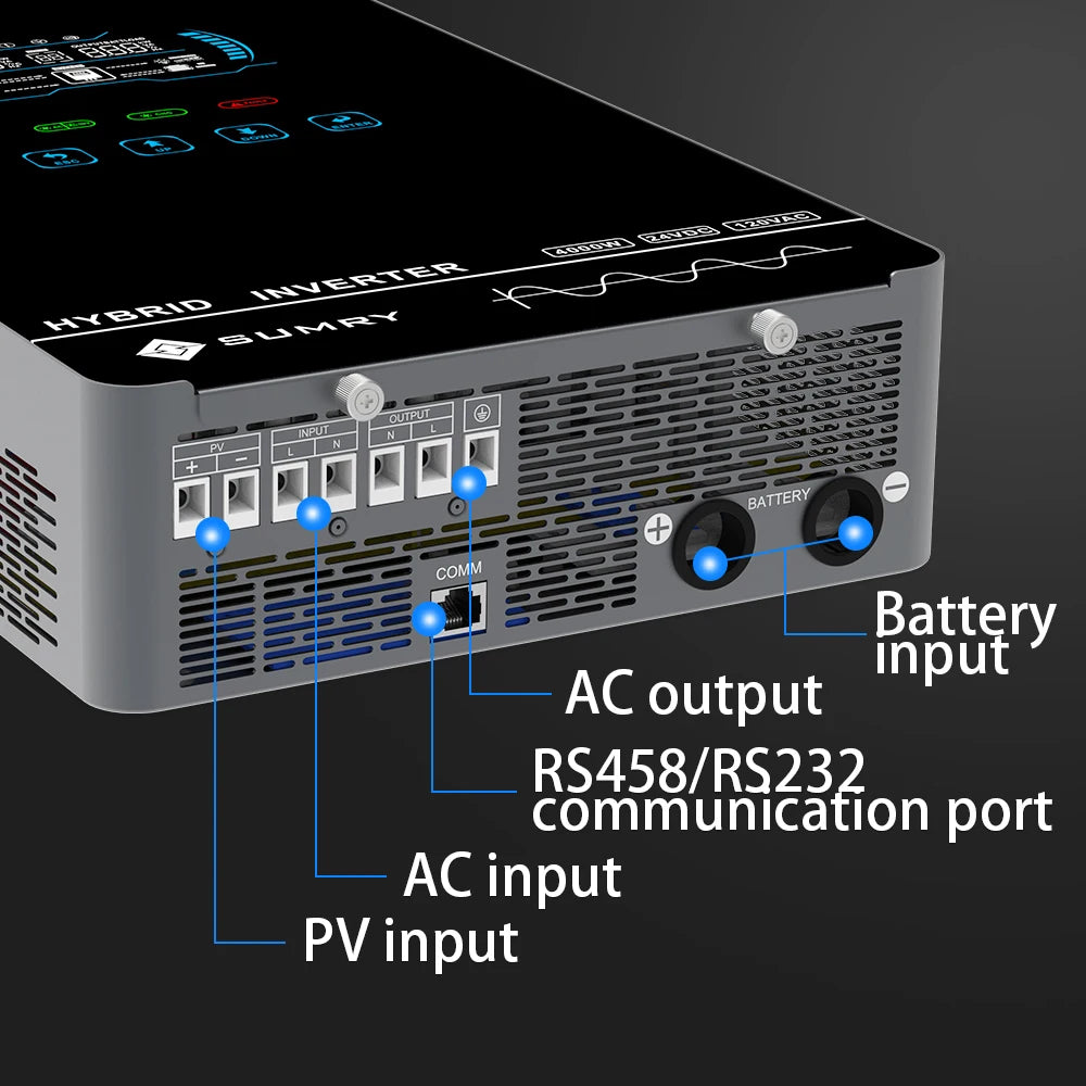 SUMRY HGX 4000W Pure Sine Wave Inverter Charger - 24V to 120V, 140A MPPT, 5600W Max PV